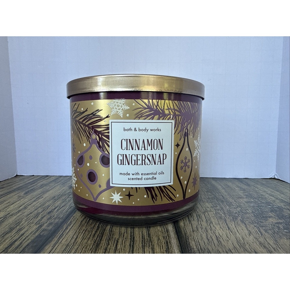 Bath and Body Works Cinnamon Gingersnap Large 3 Wick Scented Candle New